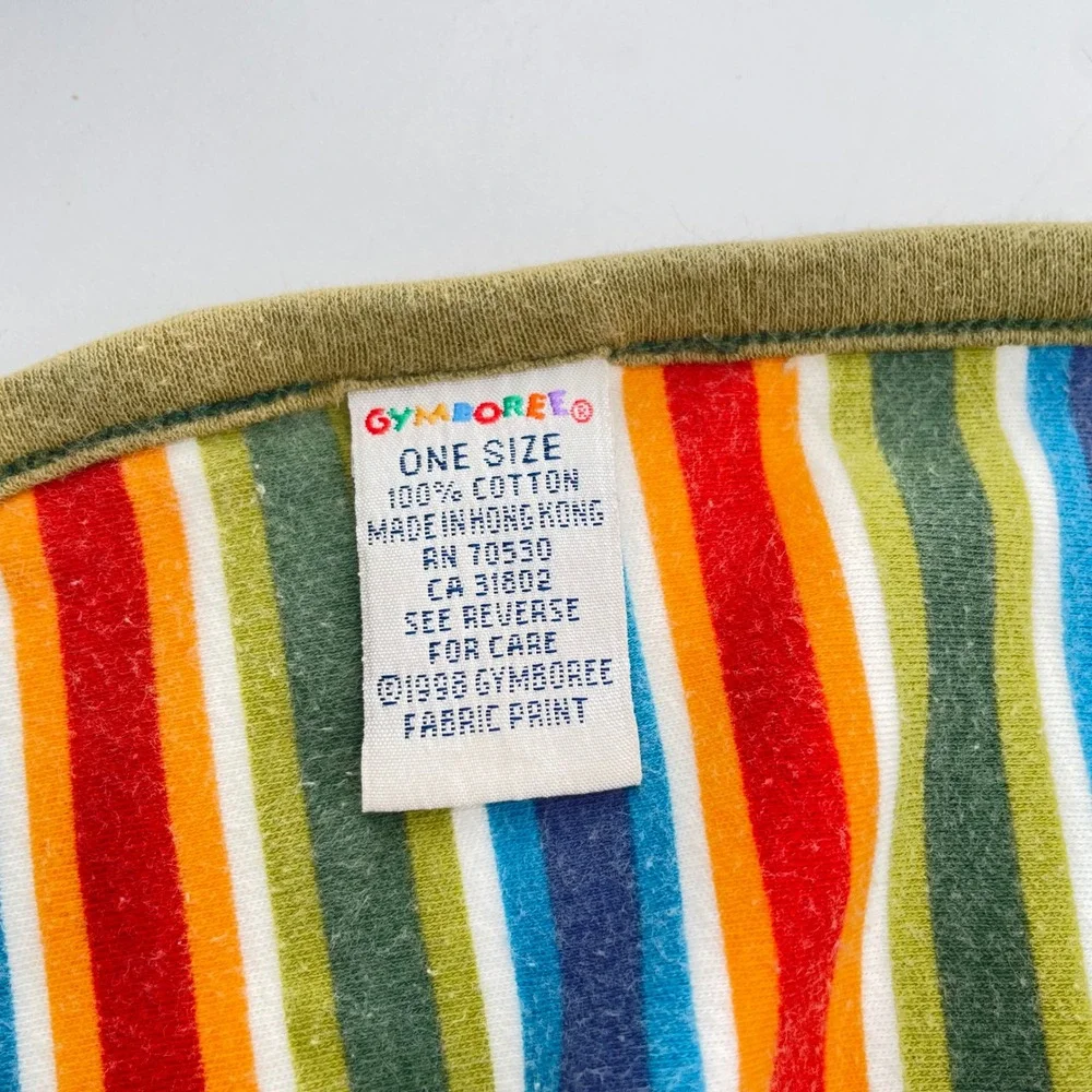 Gymboree Reversible Baby Blanket Moose Trees Green Trim Primary Stripes Nature